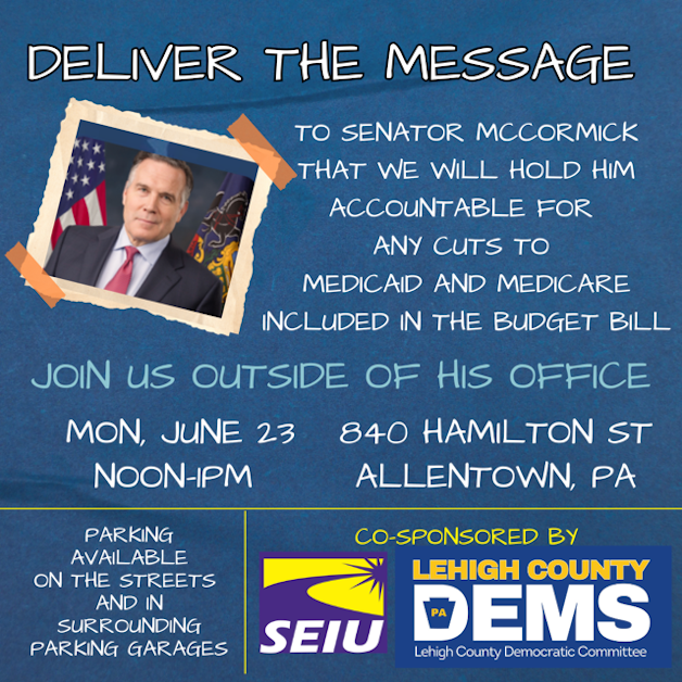 Monday With Mccormick Lehigh County Democratic Party